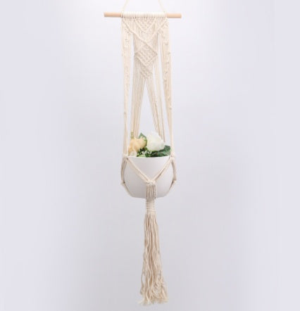 W. 4 Pack - Macrame Plant Hangers & Shelf