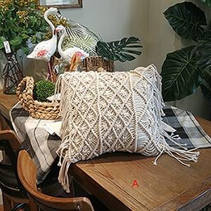 W. Bohemian Hand-woven Macrame Cotton Cushion Covers