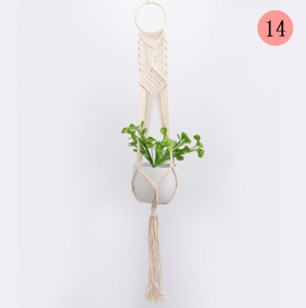 W. 4 Pack - Macrame Plant Hangers & Shelf