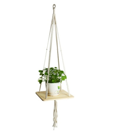 W. 4 Pack - Macrame Plant Hangers & Shelf