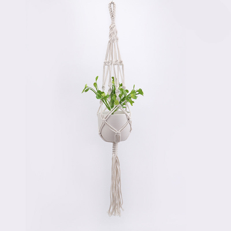 W. 4 Pack - Macrame Plant Hangers & Shelf